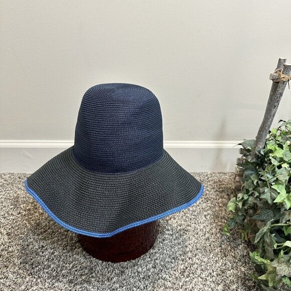 Rag & Bone Womens Lily Sun Hat Navy Black Weaved Wide Brim One Size New - Picture 5 of 6